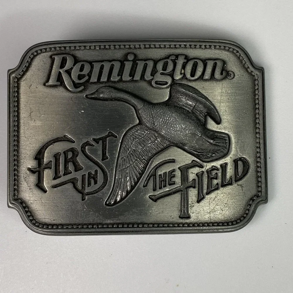 Belt Buckle Vintage Pewter First in Field Remington 